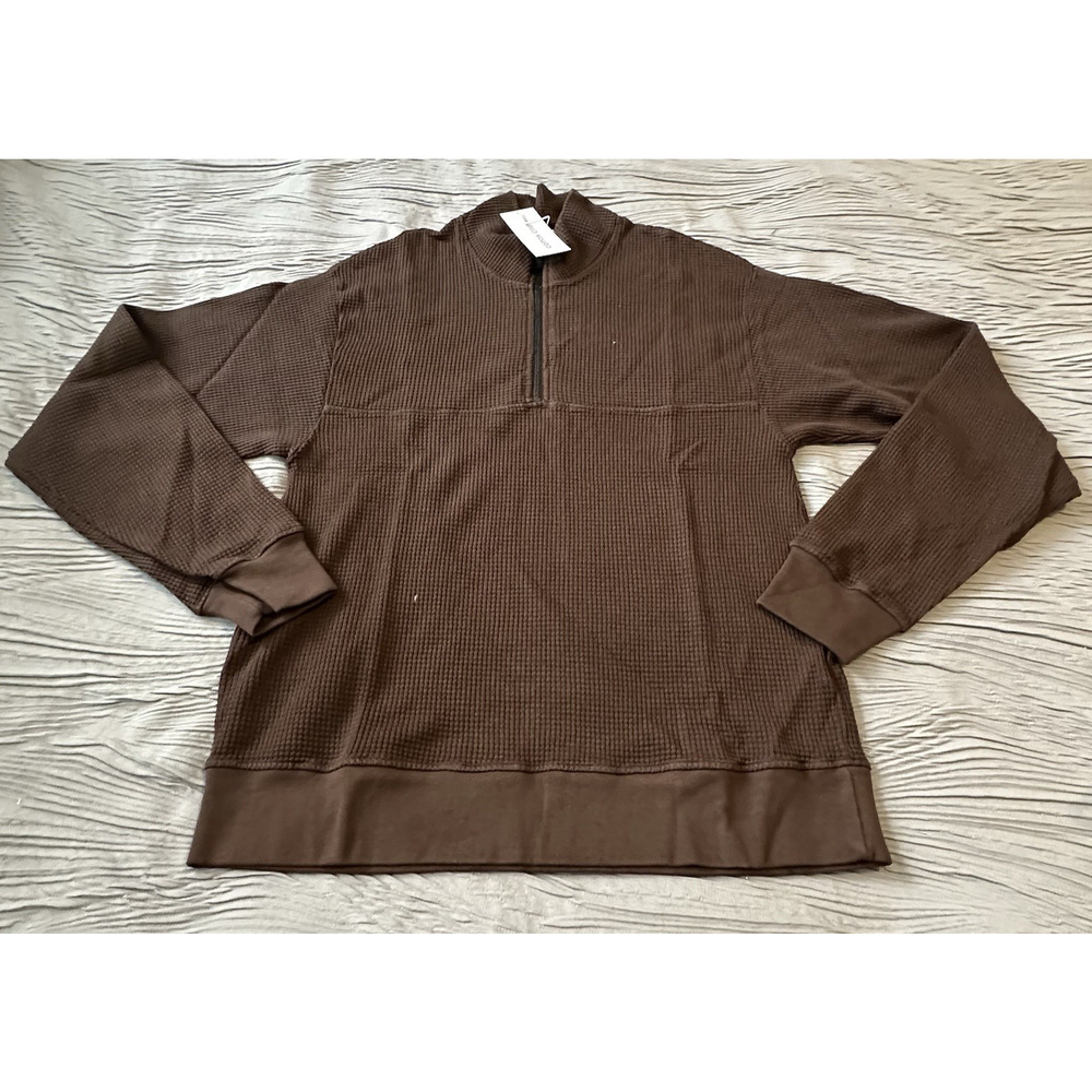 Cotton Citizen Men‎ Small Cooper Half Zip Thermal Espresso brown NWT